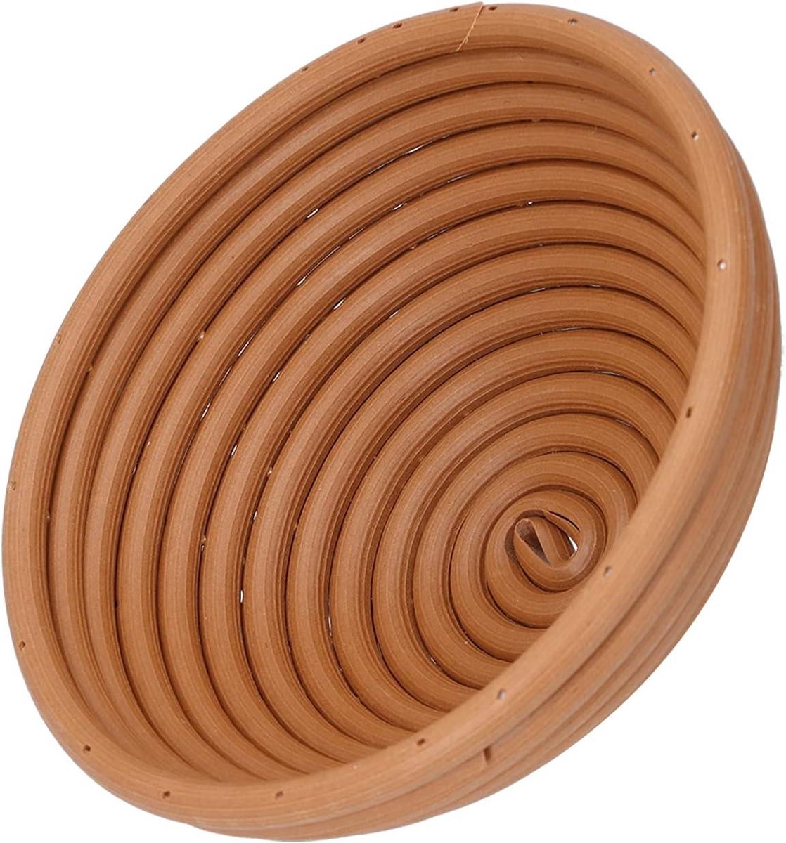 Broodrijsmand Rond - Rijsmand Zuurdesem - Brood Bakken - Handgeweven Plastic - 16x7 CM - Geelbruin