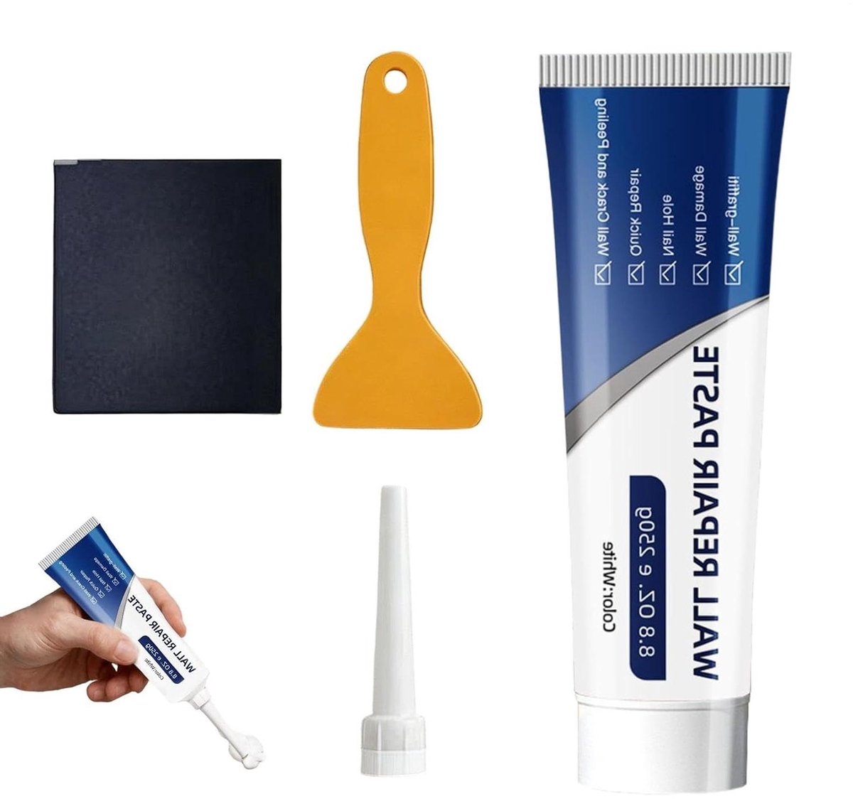 Muur Reparatiepasta - Plamuur Gaten Vuller - Muren Herstellen - Sneldrogend & Sterke Hechting - 1 set - Wit