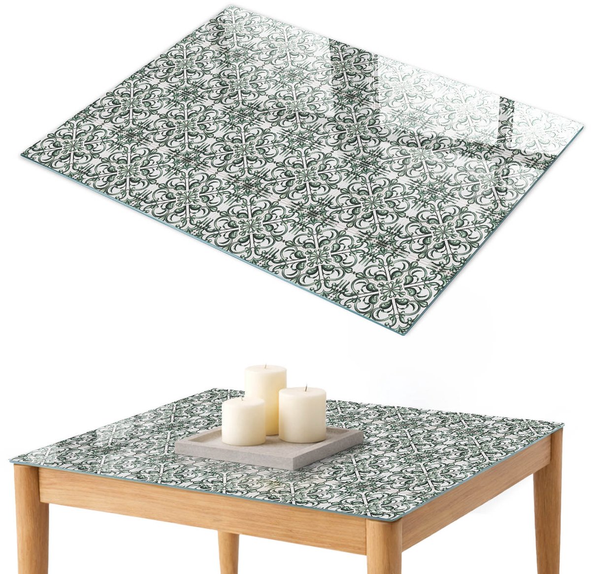 ArtPrintCave Klassieke patronen Glazen Tafelblad 100x70 cm - Tafelblad Rechthoek - Groente Keukentafel - Achtergronden en patronen Glazen Eettafel