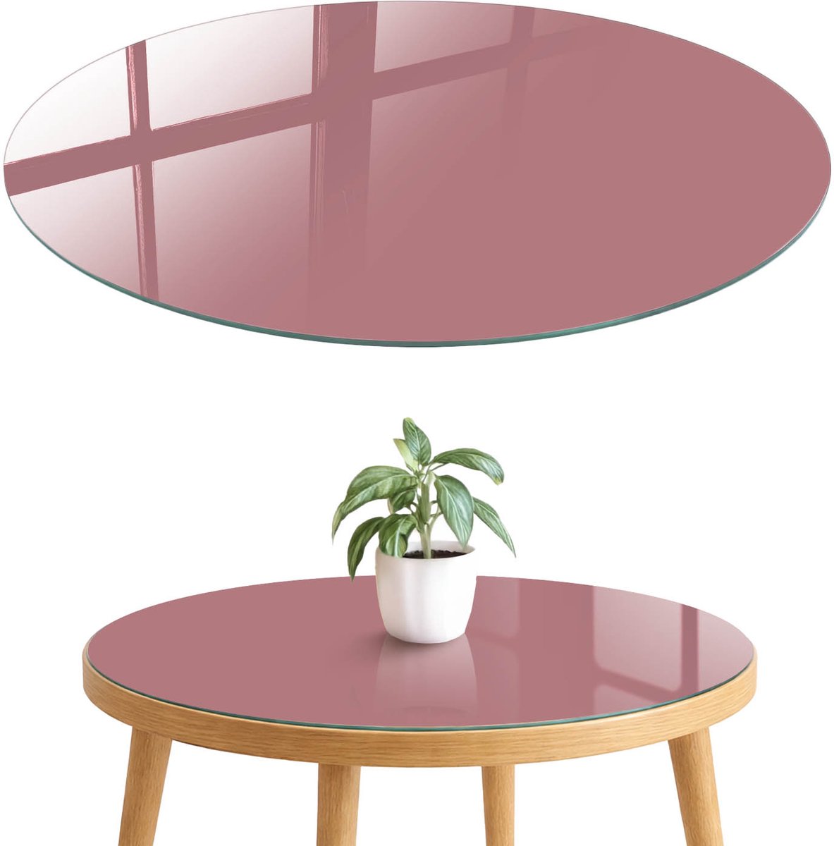 ArtPrintCave Oudroze Glazen Tafelblad fi70 cm - Tafelblad Rond - Roze Glazen Eettafel - Achtergronden en patronen Terrastafel