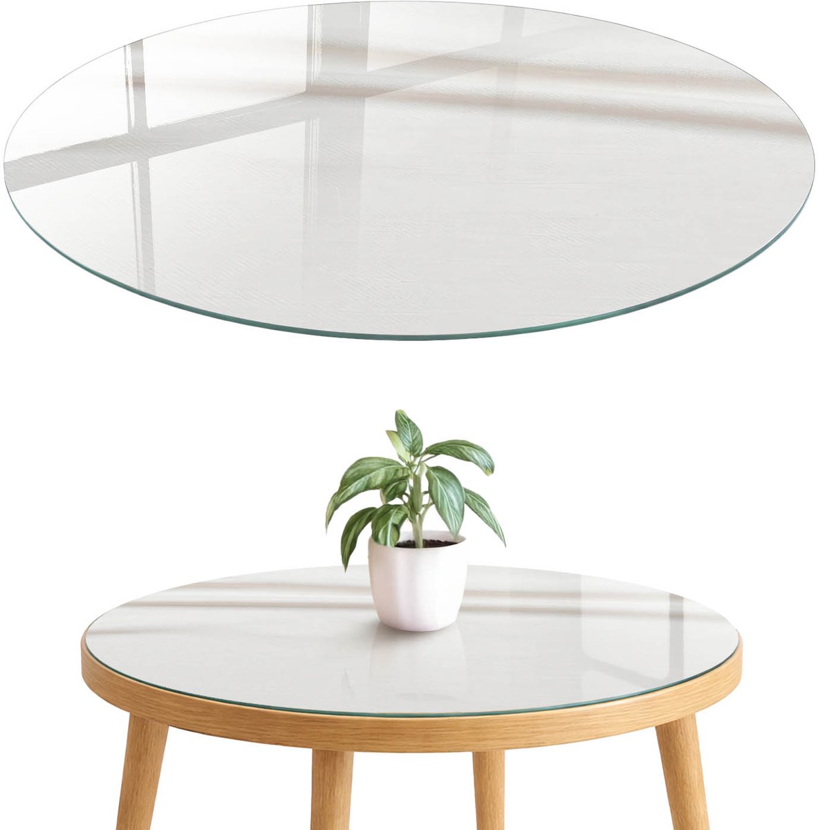 ArtPrintCave Subtiele textuur Glazen Tafelblad fi70 cm - Tafelblad Rond - Wit Glazen Eettafel - Achtergronden en patronen Keukentafel