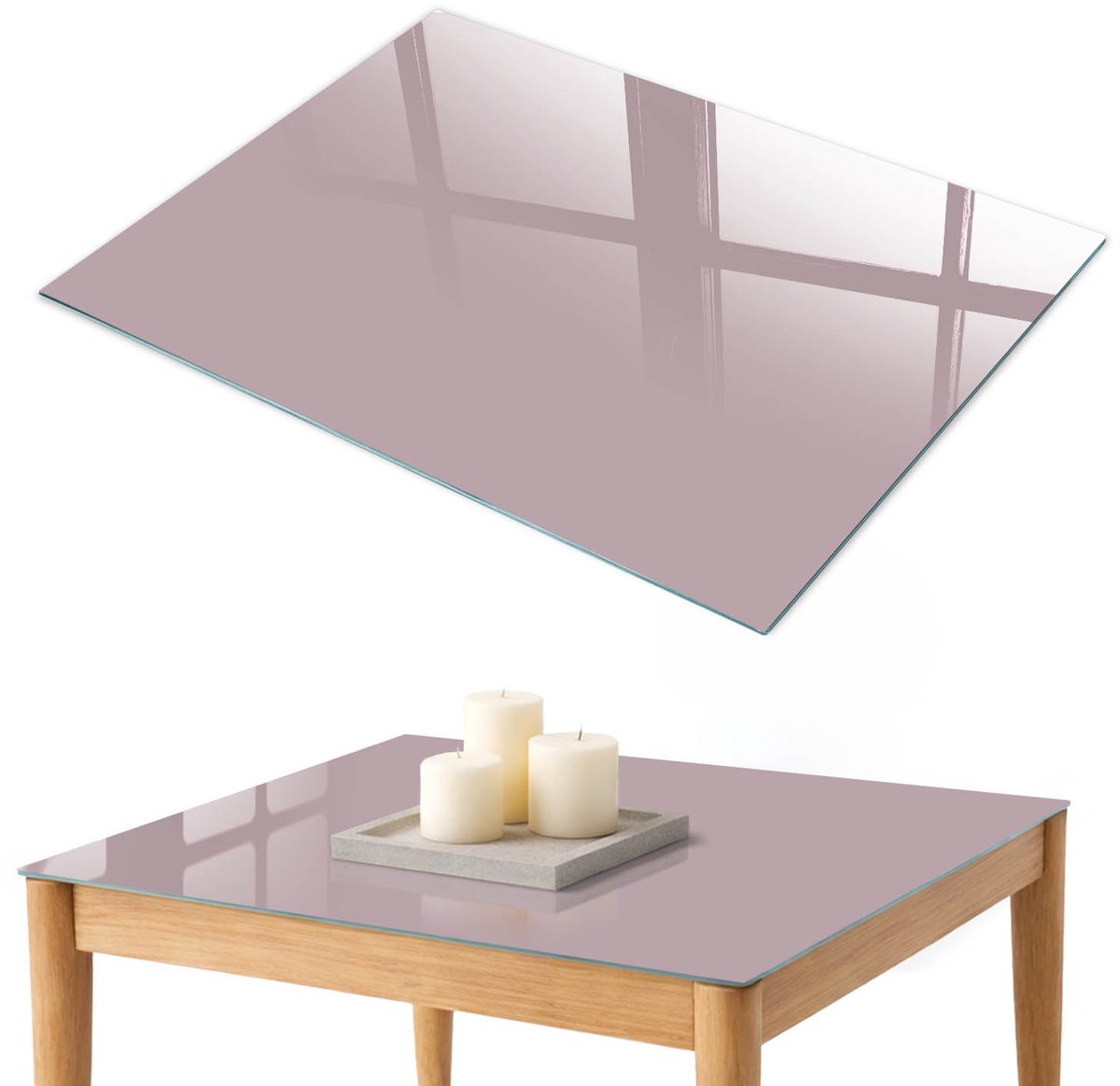 ArtPrintCave Pastel lila Glazen Tafelblad 100x70 cm - Tafelblad Rechthoek - Roze Keukentafel - Achtergronden en patronen Terrastafel
