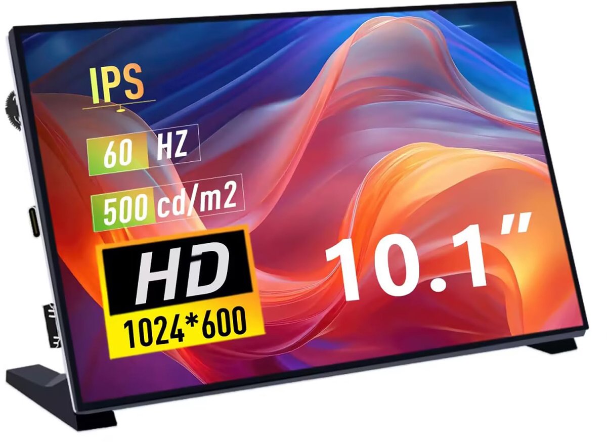 SnelShoppen - 10,1 inch LCD-scherm voor Raspberry Pi 5/4B/3B+/3B/B+/Zero/400, 1024x600 IPS Monitor, HDMI Draagbare Scherm, Compatibel met Windows 11/1