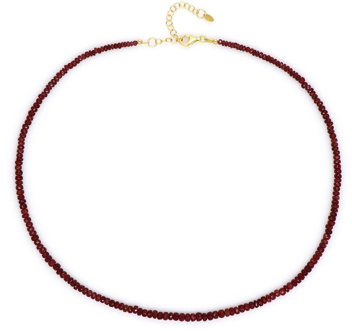 Cavill - Zilveren halsketting 925 Sterling Zilver verguld - Robijn 60,47 ct - Luxe rode kralen - Verstelbaar - Elegante damesketting