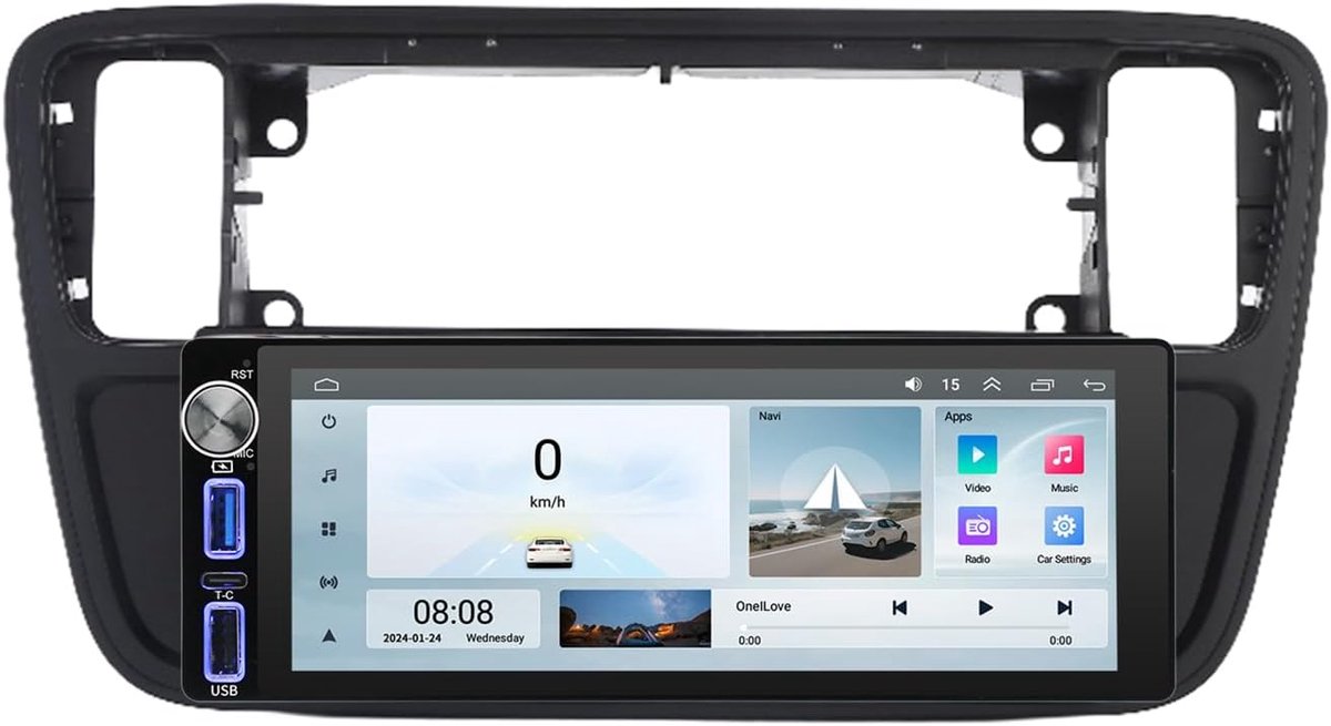 SnelShoppen - Car Player GPS Navigatie Carplay/Android Auto Autoradio 6.9 Inch HD Touchscreen Speler, Vervangingsunit voor VW UP! en Seat Ibiza IV