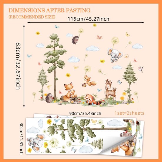VVGoods - Bosdieren muurstickers met dennenboom en vos voor babykamer en kinderkamer decoratie — afbeelding 5