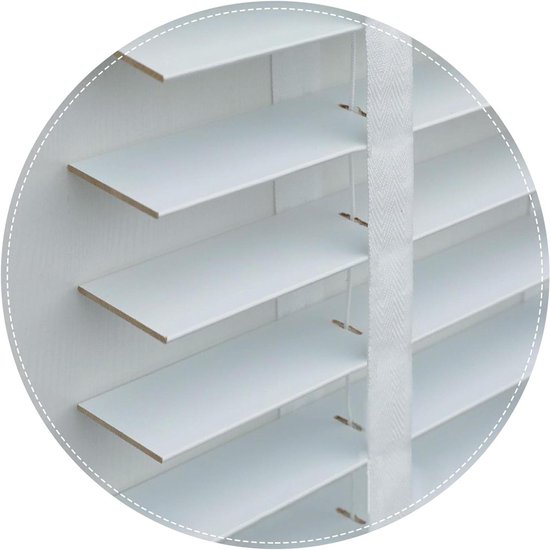 Massief houten jaloezieën - Horizontale raambekleding - Raam decoreren - 50 mm brede latten - 115 x 180 cm - Wit