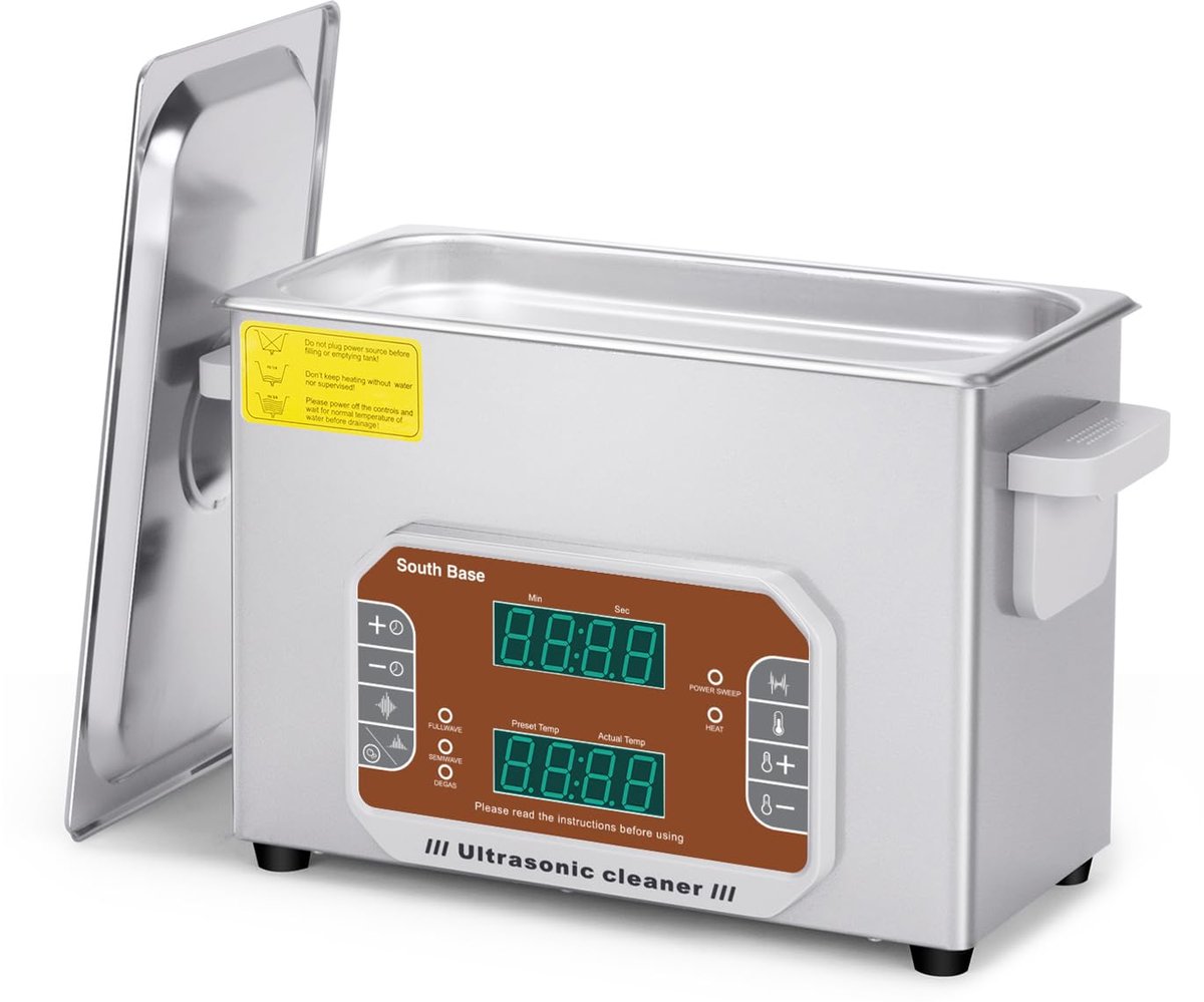 SnelShoppen - Ultrasonic Cleaner 4 Liter Professionele Sonic Schoonmaker voor Sieraden, Brillen, Munten, Met Verwarming en Timer, RVS Binnenbak, 120W