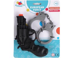 FLYPOP'S - Sound Gun with Handcuffs - 183416LIN - Black - Plastic - Ages 3+ Multicoloured - ShopVlot
