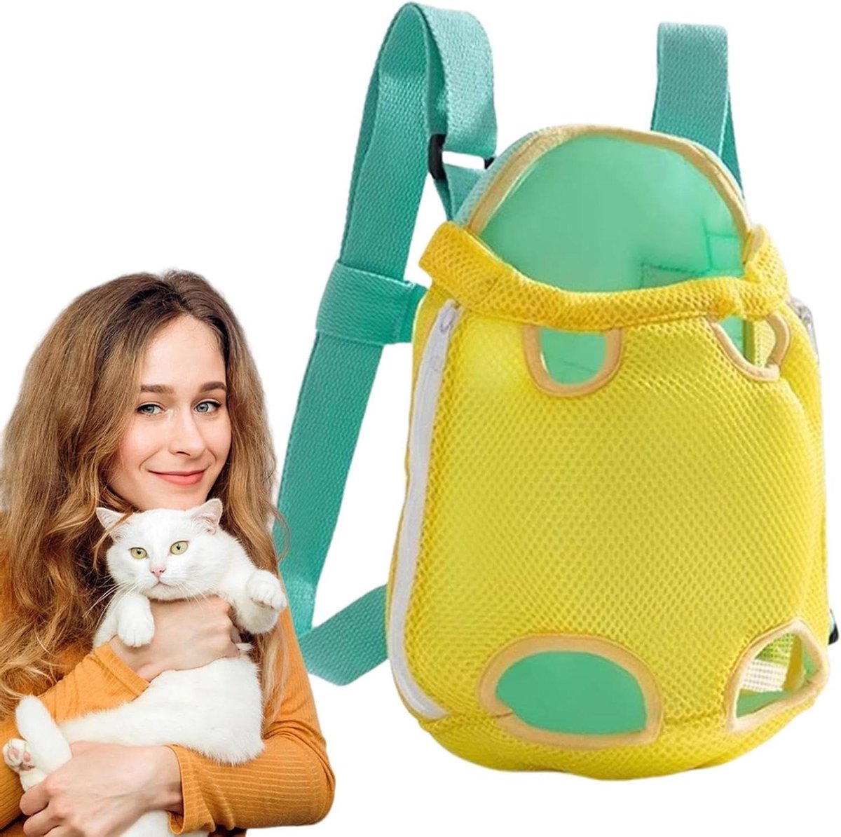 Huisdierrugzak - Kat rugzakdrager - Huisdier vervoeren - Verbeterde ventilatie - XXL - Geel