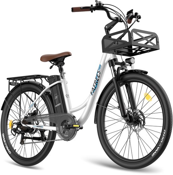 Fafrees Elektrische Fiets - 36V 25AH Accu - Actieradius Tot 120 Km- Elektrische Stadsfiets -Shimano 7 Versnellingen - LCD Display - Mechanische Schijfremmen - City Commuter E-Bike - Wit van FAFREES — afbeelding 2
