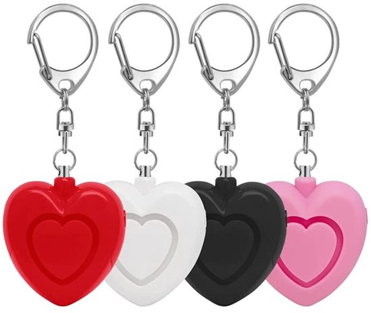 4x 125 db Persoonlijke veiligheidsalarm - Draagbaar 125 dB Alarm voor Vrouwen - Zelfverdediging Alarm met LED-licht - Luid Veiligheidssignaal - Sleutelhanger - Luid alarm - Zelfverdedigingsalarm - Wolven verjager - Voor vrouwen, kinderen, senioren