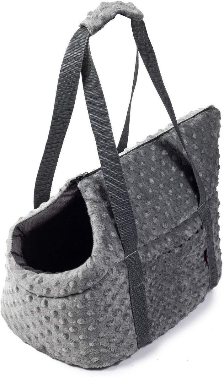 Honden Draagtas - Puppy Tas Reistas - Veilig Vervoeren - Met Binnengesp - XS 26x16x25cm - Grijs