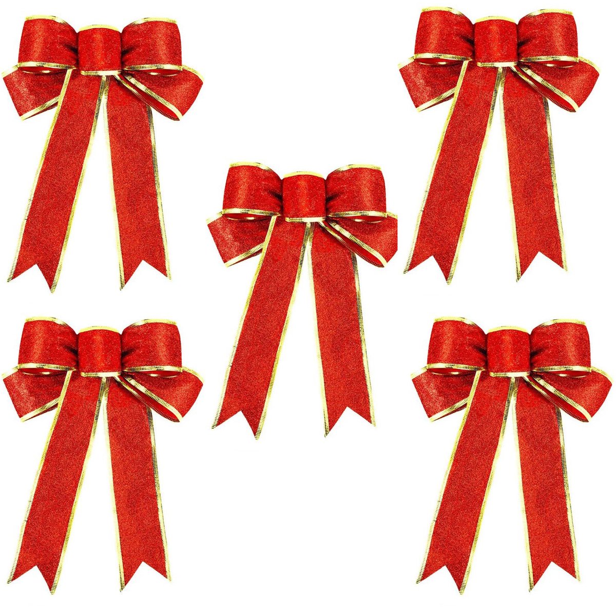 Kerststrikken Kerstdecoratie rood 5-pack