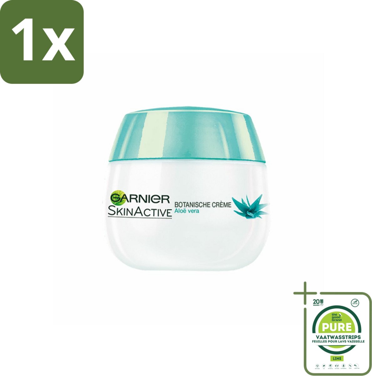 1 x Garnier - SkinActive - Botanische Dagcrème - Aloë Vera - Voor ieder Huidtype - 50 ml - Dagcrème - Aloë Vera - Natuurlijke Dagcrème - Hydraterende Dagcrème - Gevoelige Huid