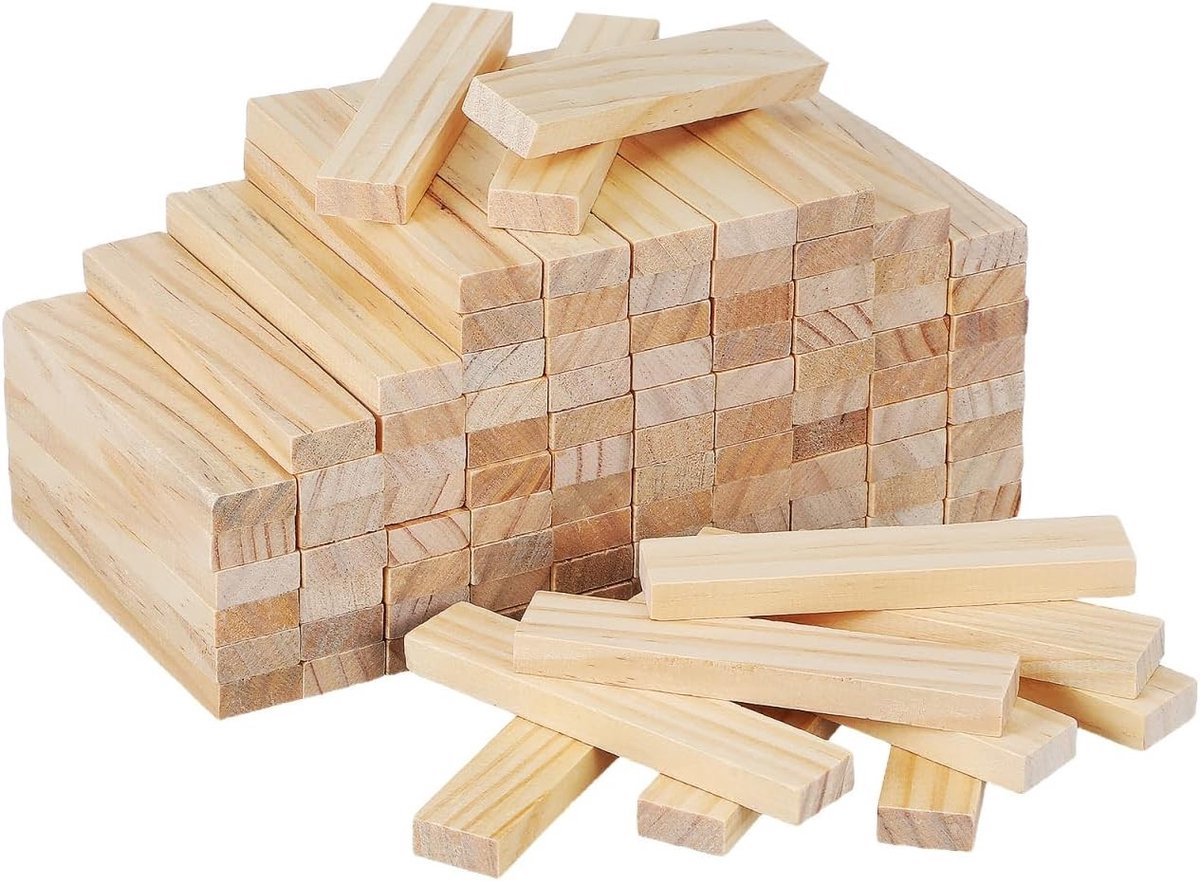 100 Stuks Houten Blokken voor Creatief Knutselen: Onbehandeld Lindehout voor Coördinatie en Creativiteit