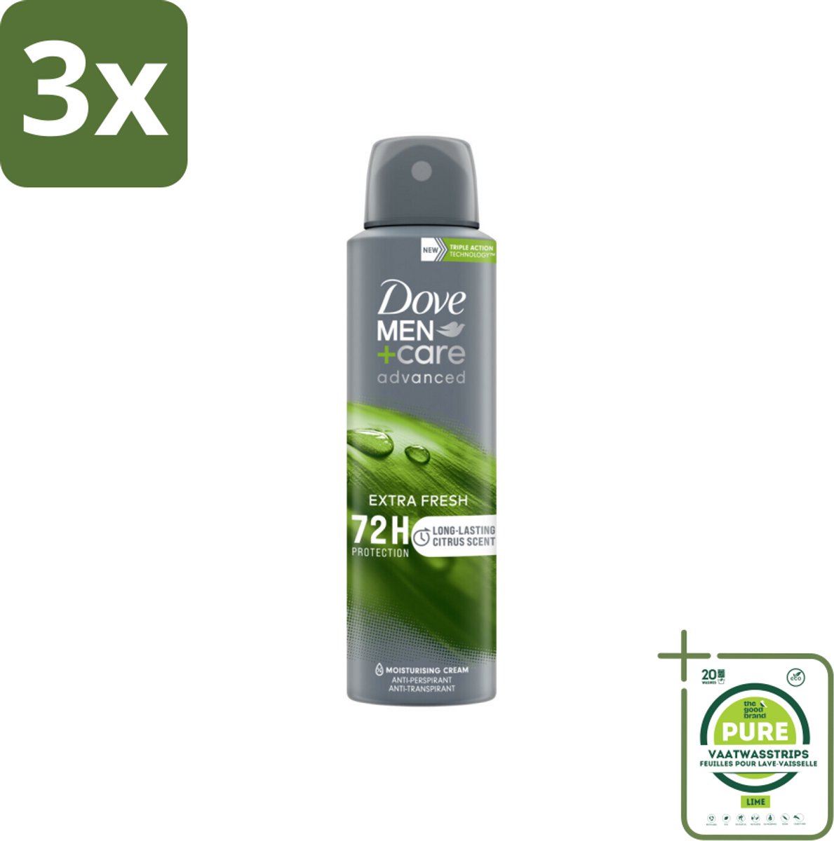 3 x Dove Men+Care Deodorant Spray - Extra Fresh - 150 ml - Grootverpakking - Mannen Deodorant - Anti-transpirant - Deodorant Spray - Langdurige Bescherming - Zweetvrije Oksels
