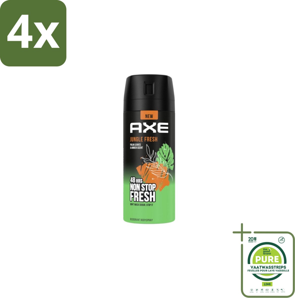 AXE - Deodorant Spray - Jungle Fresh - Tropische Geur - Verfrissend - 150 ml - Voordeelverpakking - 4 stuks - AXE deodorant - Jungle Fresh