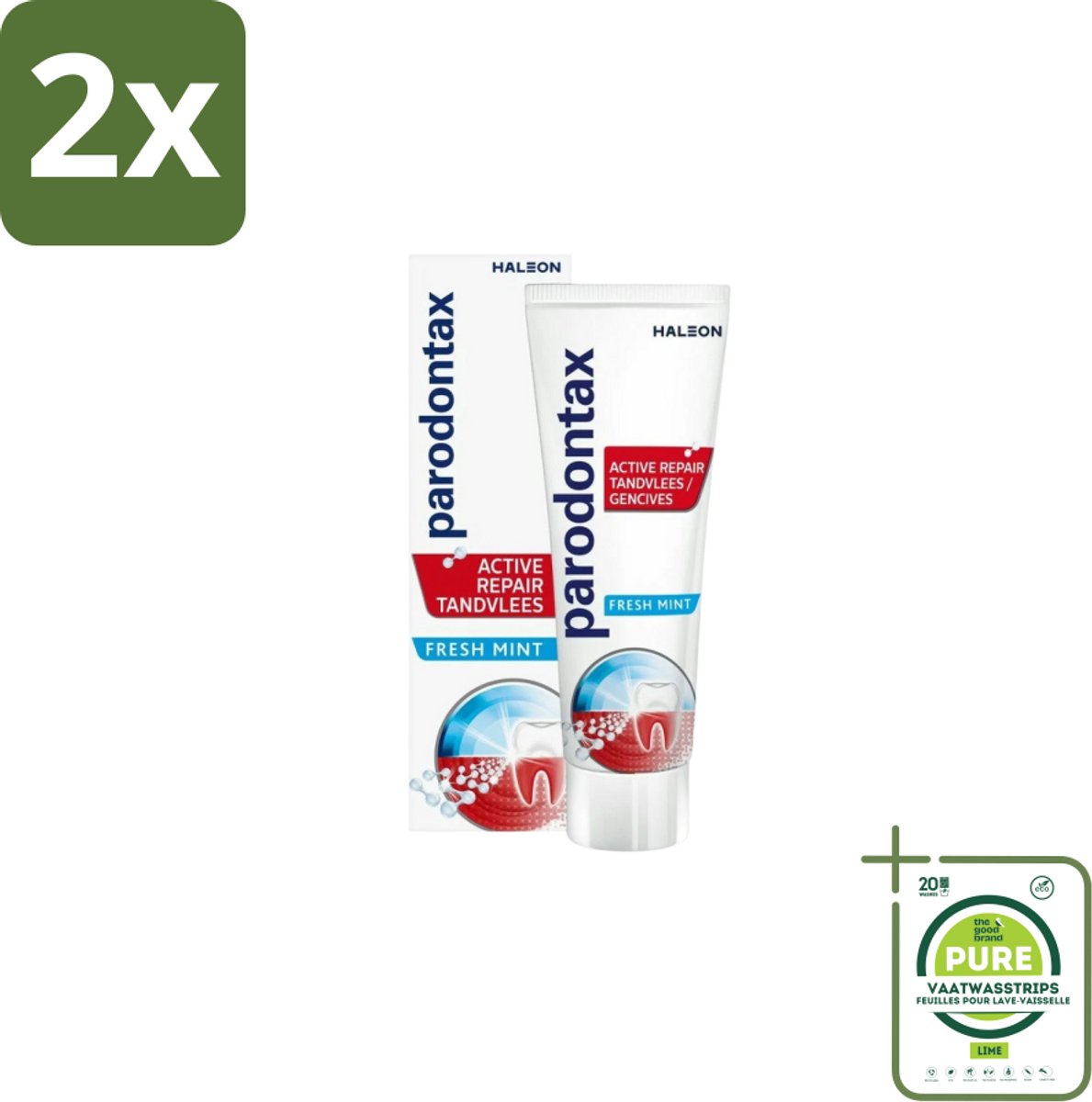 Parodontax - Tandpasta - Active Repair Tandvlees - Fresh Mint - 75 ml - Voordeelverpakking - 2 stuks - Tandvlees herstellen - Bloedend tandvlees