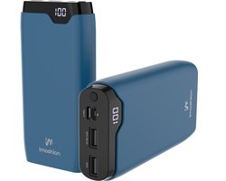 imoshion® Powerbank 20000 mAh - 22.5W Snellader - USB C / USB A - LED Display - Powerbanks - Universeel - Noodpakket - Blauw