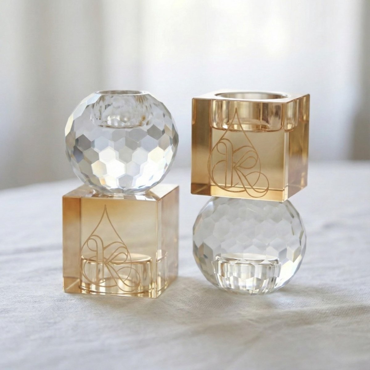 Omgoods - Set van 2 Omkeerbare Shabbat & Havdala Kandelaars - Geometrisch Design