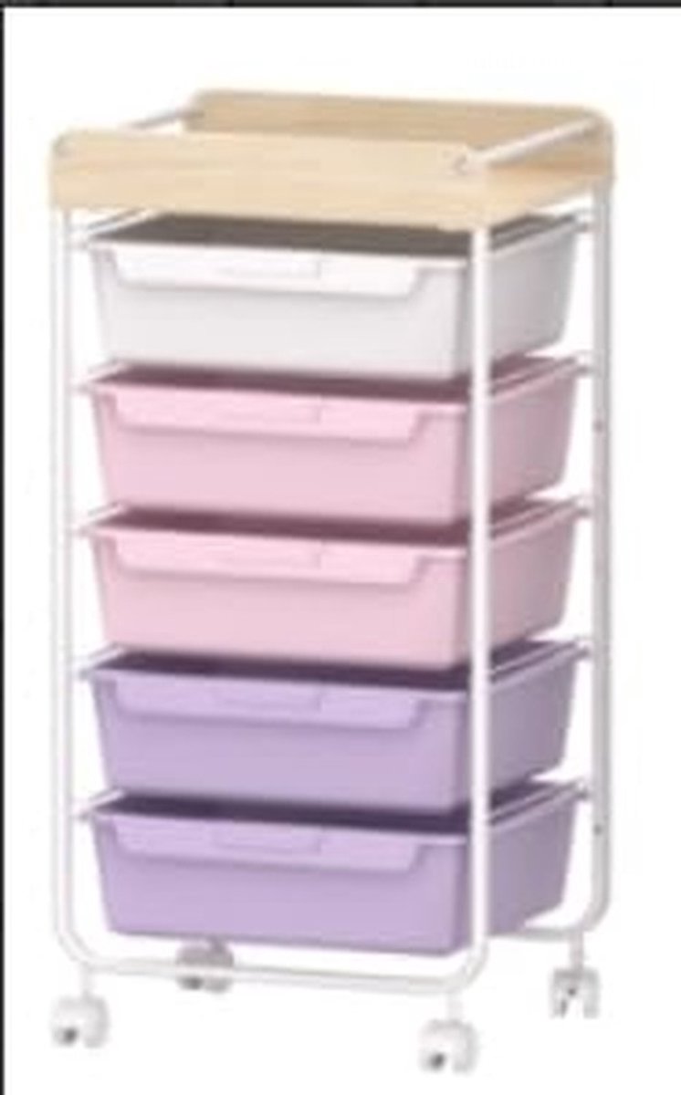 Omgoods - 5-Lades Trolley - Multifunctionele Handtrolley voor Badkamer en Keuken