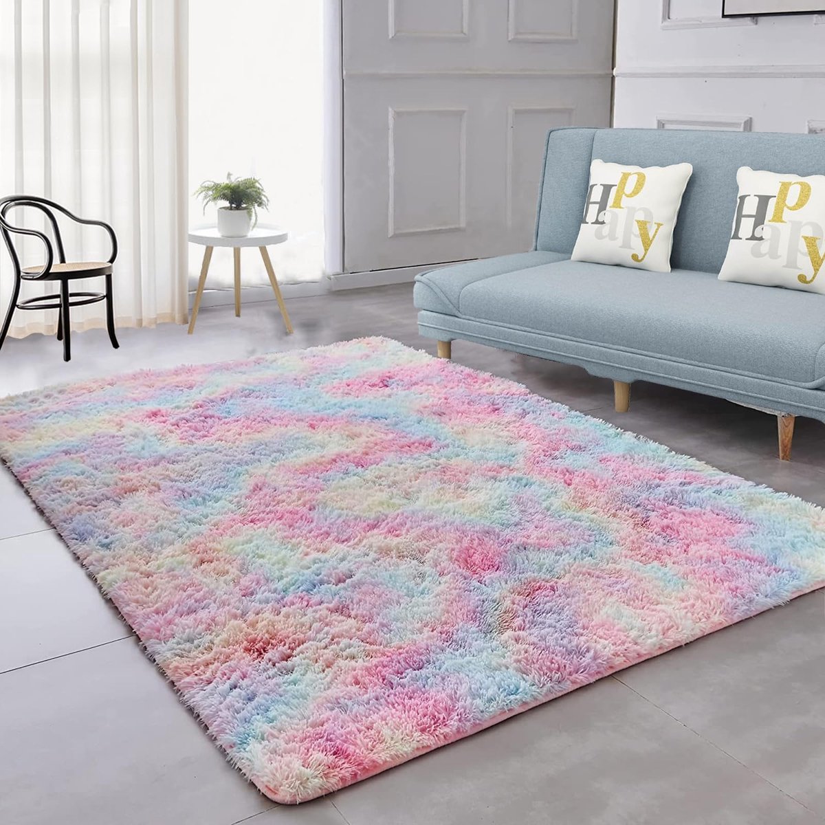 Omgoods - Modern Fluffy Tie-Dye Vloerkleed 200 x 140 cm - Antislip en Wasbaar