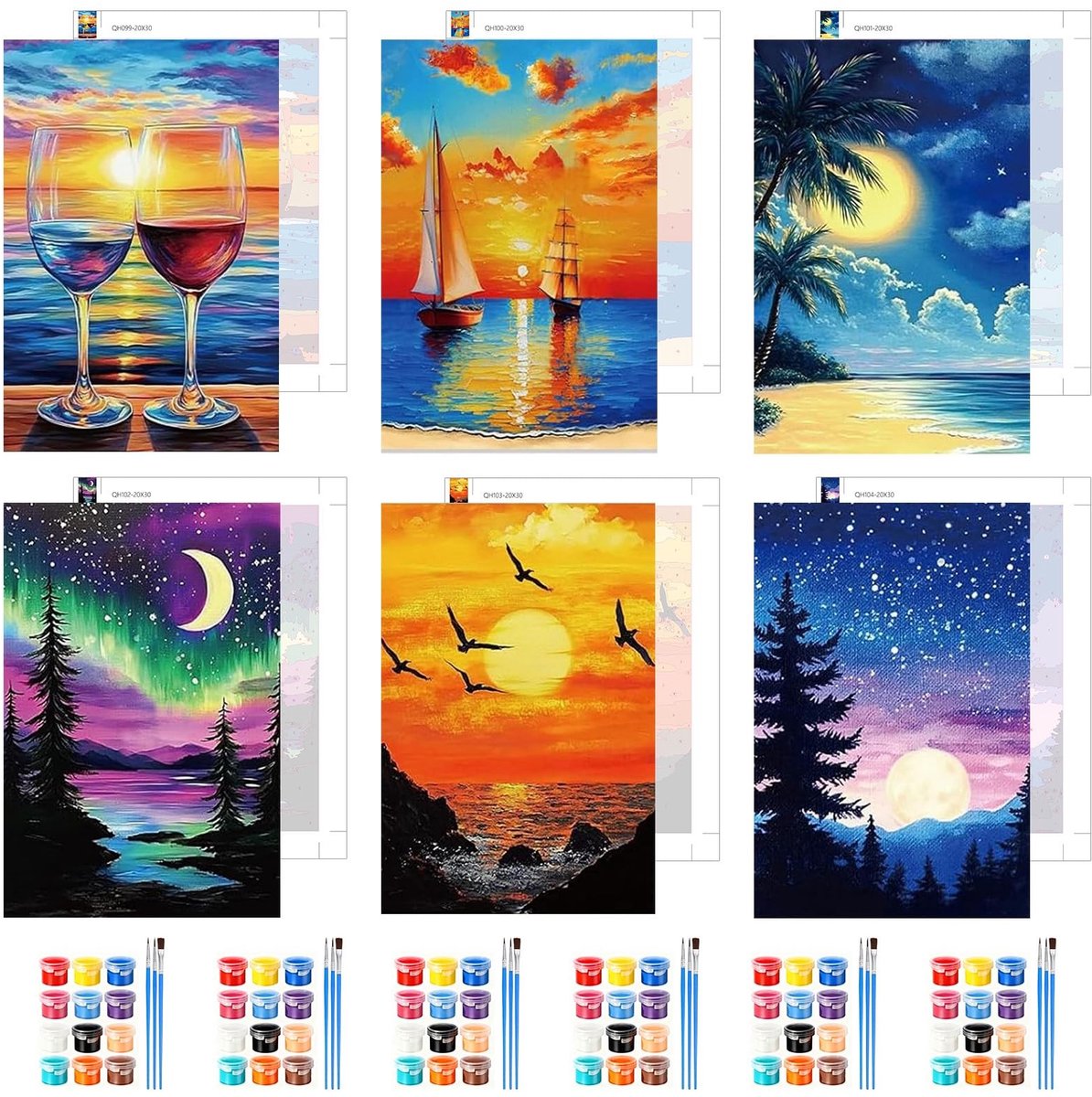 Omgoods - Schilderen op Nummer Set voor Volwassenen en Kinderen - Zonsondergang Landschap op Canvas