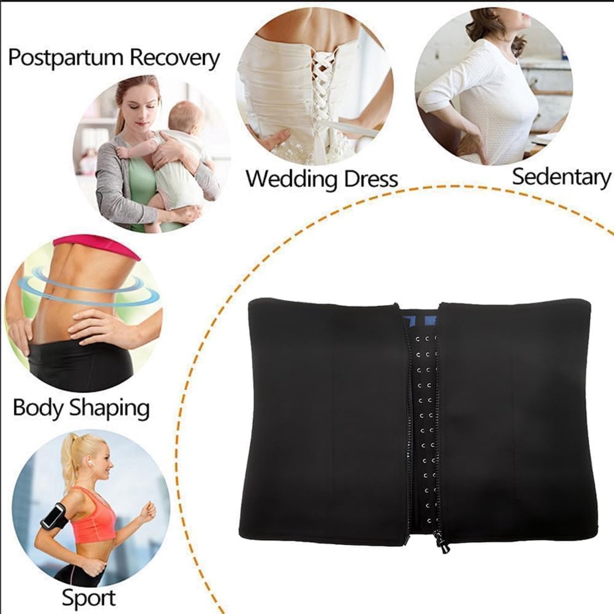 afslankheidsgordel voor dames, neopreen, met sauna-effect, buik- en lendenwervelriem, afslankheidsgordel, vetverbranding en taille