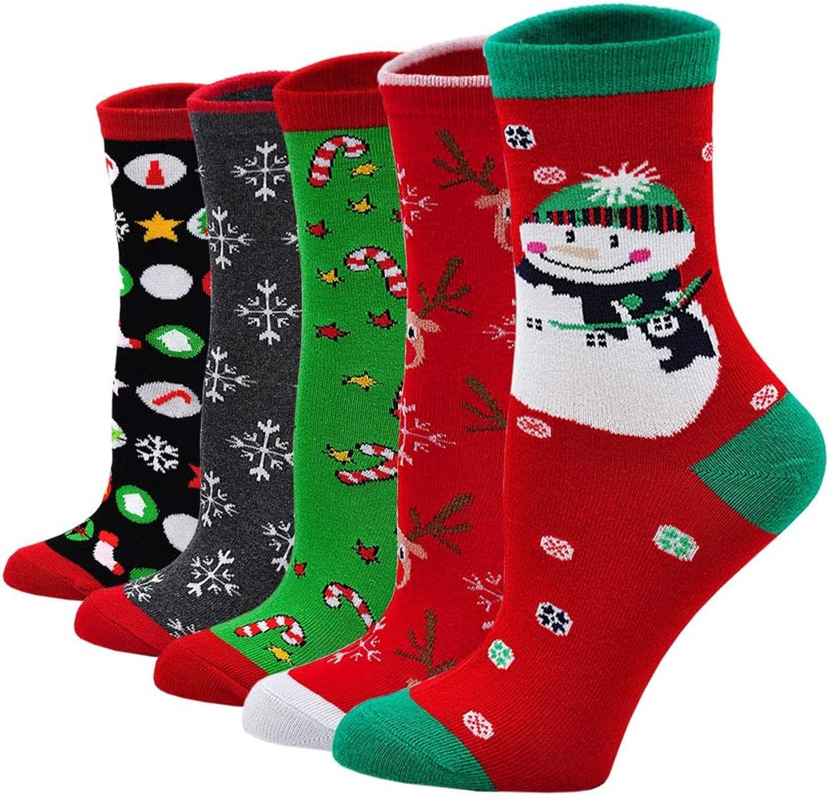Sokken voor dames, kleurrijke grappige sokken voor dames, katoenen patroon, dieren, kerstcadeaus voor vrouwen, 36-41, 5 paar