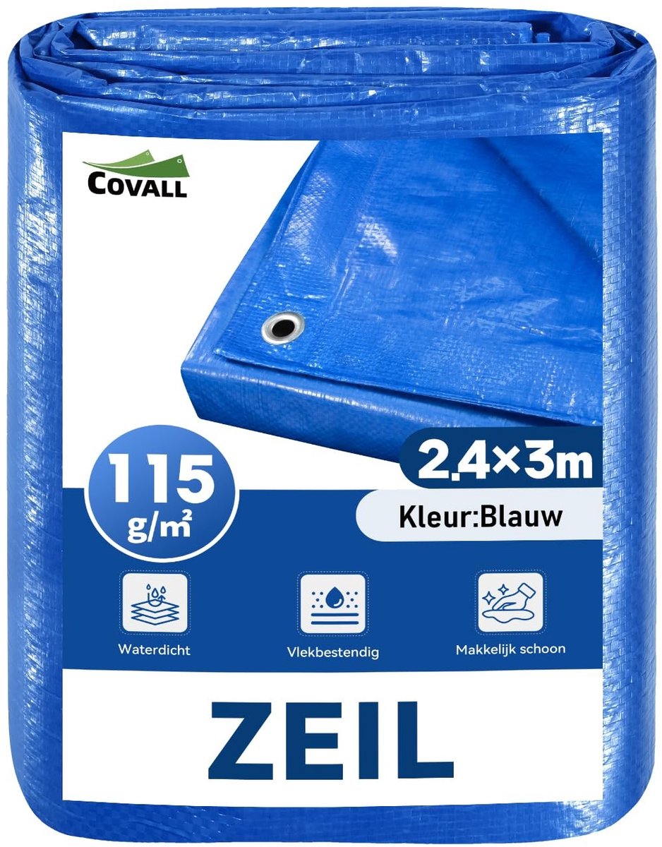 Omgoods - Waterdichte Tarpaulin 2.4x3m Blauw met Oogjes - Scheurvast en Heavy Duty