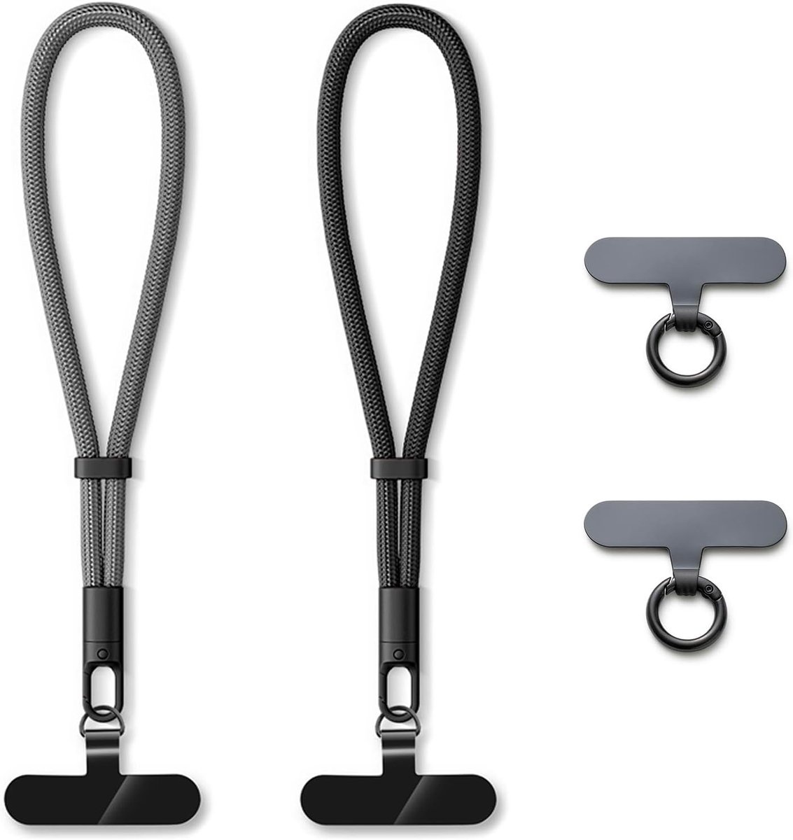 Mobiele telefoonketting, verstelbare telefoonketting, universele pols, mobiele telefoonband, polsband, telefoonhanger, lanyards voor mobiele telefoon, camera's en sleutels (zwart +