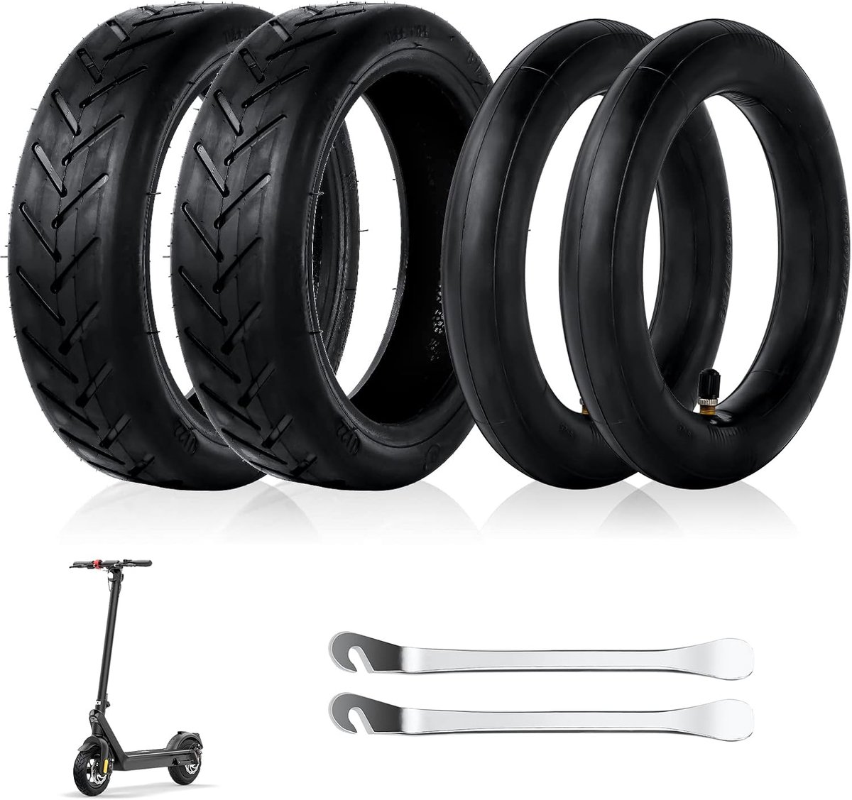 8 1/2 binnenband en band (2 sets) voor Xiaomi M365/Pro/Pro2/1S/Essential en Wispeed T855/T850, reservebanden van duurzaam rubber met 1 x naaivoet