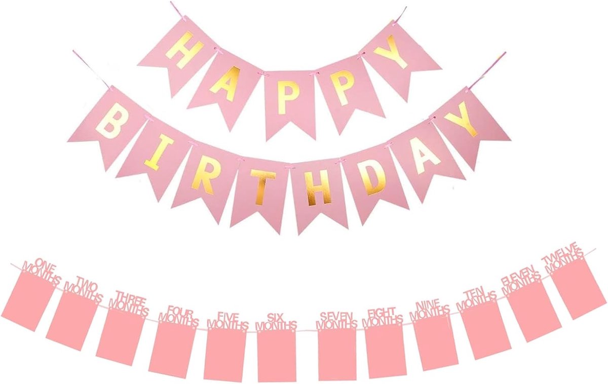 Verjaardag Babyfotobanner – Vlaggenslinger Tot Maanden, Prachtige Eerste Verjaardag Decoratie (Blauw) – Feestdecoratie Fotobanner