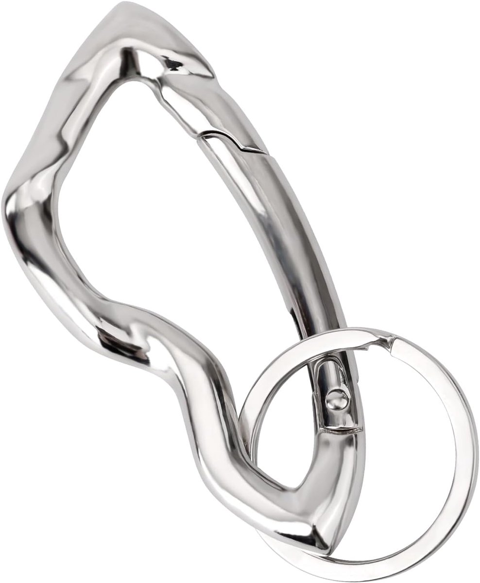 lasuroa Coole Karabijnhaakclip, Onregelmatige Karabijnhaak Sleutelhanger van Zinklegering Zilveren Y2K-Sleutelhanger voor Heren Dames Rugzak Portemonnee Decoratie