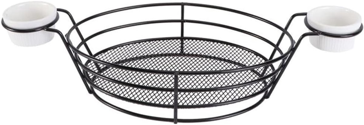 Frituurmand Franse Fry Holder Fast Food Manden Multifunctioneel IJzeren Voedsel Serveerrek Servies met Sauce Cups voor Chips, Ui Ringen, Kippenvleugels, Brood en Burger