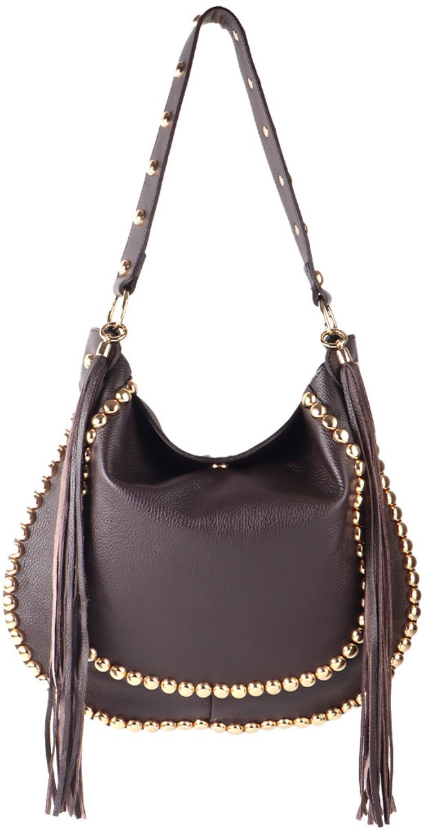 Giuliano lederen handtas Maylin - Dames - Made in Italy - Koffie