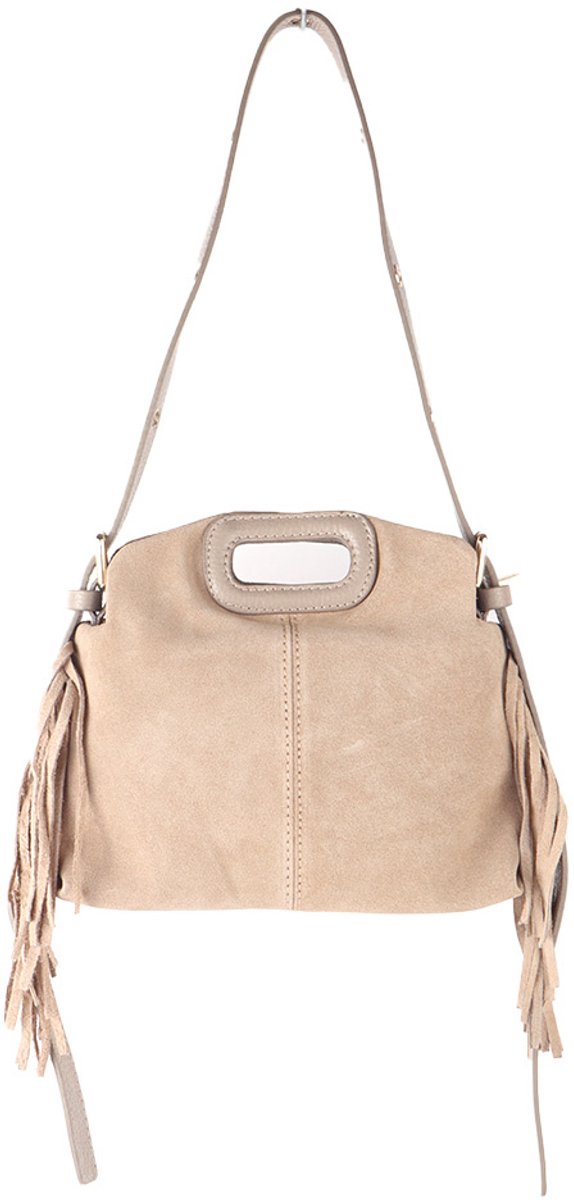 Giuliano Lederen Suede Schoudertas Ziva - Beige