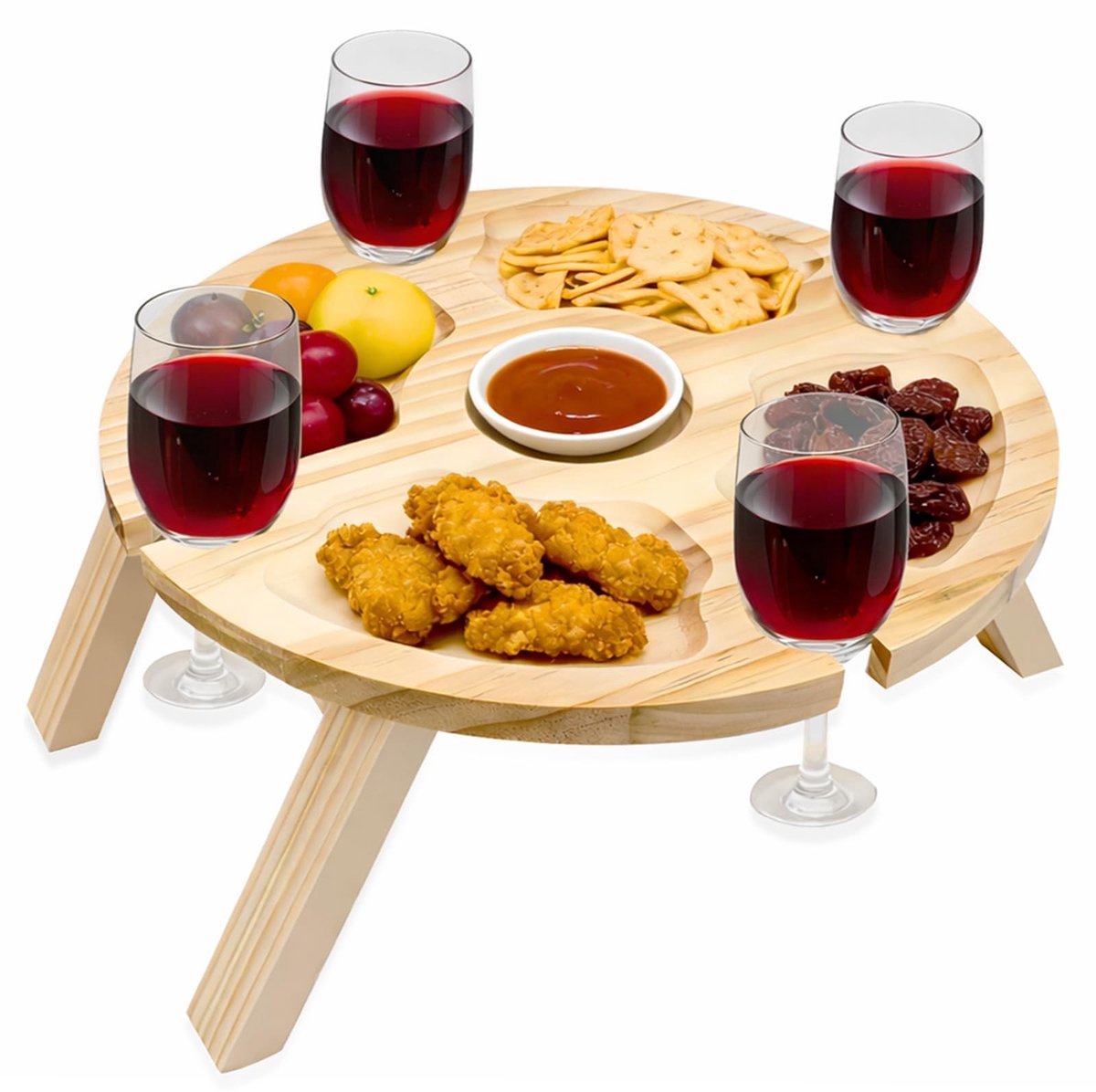 Omgoods - Inklapbare Picknicktafel met Wijnglashouder - Draagbare Tafel voor Buiten