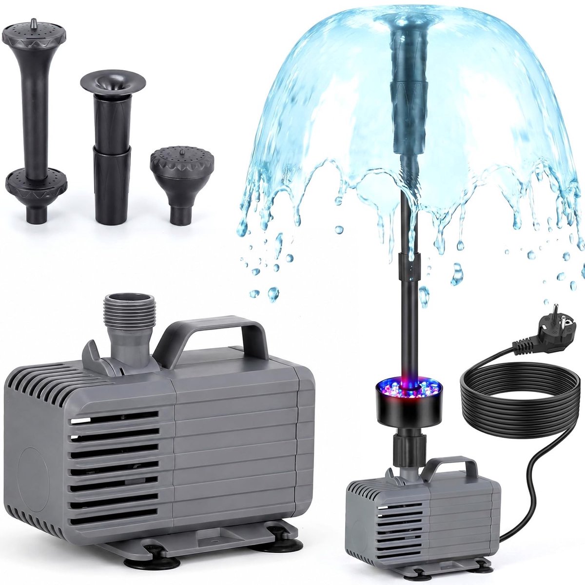 Omgoods - Buitenfonteinpomp met LED Verlichting - 3200 l/u