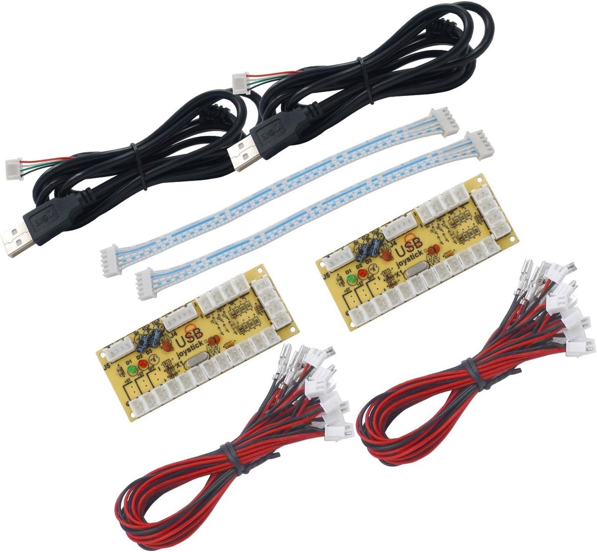 2 Player Arcade Game USB Encoder Code Board Zero Delay Game Controller DIY Kit 20x Button Cable 2x Joystick Cable for Retro Pie PC MAME Raspberry Pi