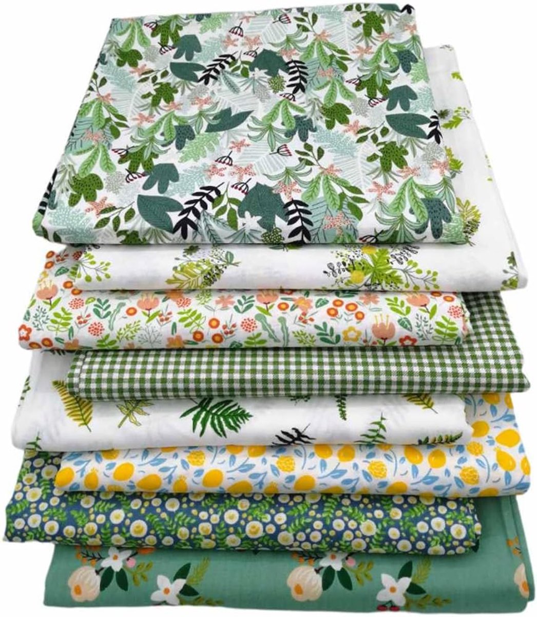 Stoffen pakket groene katoenen stof met verschillende bloemenpatronen stofresten pakket 50 x 50 cm stof-vierkanten katoenen doek per meter voor naaien, quilten handwerk
