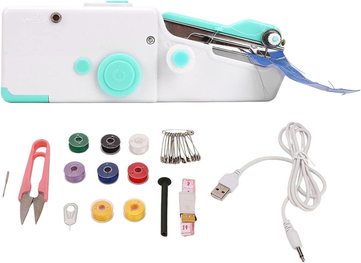 Hand Naaimachine - Draagbare Naaimachine Mini - Kleding Repareren - Draadloos Met Batterij - 23D x 15W x 5H cm