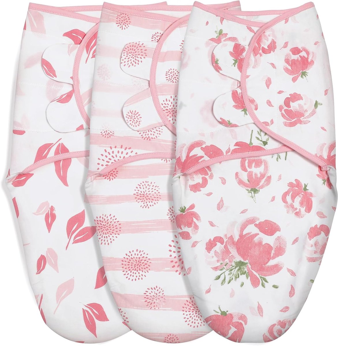 BABY Meisje inbakerdoek 0-3 maanden - 3 Pack Baby inbakerzak voor pasgeborenen, baby slaapzak, gemakkelijk inbakeren wrap, een roze bloemen, kinderkamer inbakeren dekens Essentials