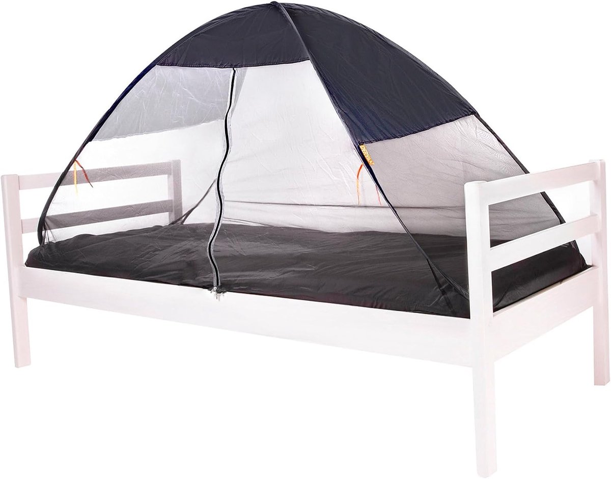 Pop-up Bedtent, Muggennet, Tweepersoonsbed, Insectenbescherming, Opvouwbaar en Licht, 200 x 90 x 110 cm, Voor op Reis, Met Draagtas, Grijs