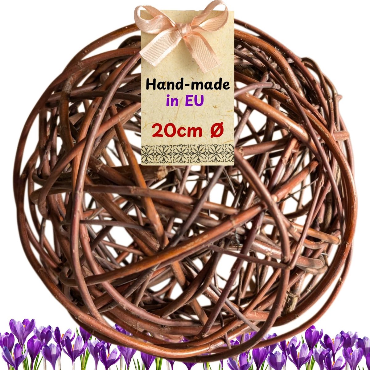 halmland Decoratieve bol van wilgentenen, diameter 20 cm, liefdevol in de EU, handgemaakte tuinbal voor buiten, winterbestendig, moderne tuindecoratie, grote tuindecoratie, hoogtepunt voor woning en