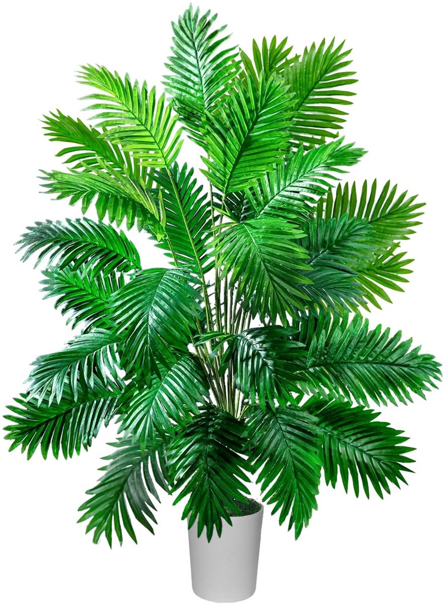 Kunstpalm, grote palm, kunstboom, 145 cm hoog, 36 takken, tropische esthetische decoratie, outdoor, woonkamer, slaapkamer, badkamer, buiten, kantoor, tuin, bruiloft, feestdecoratie