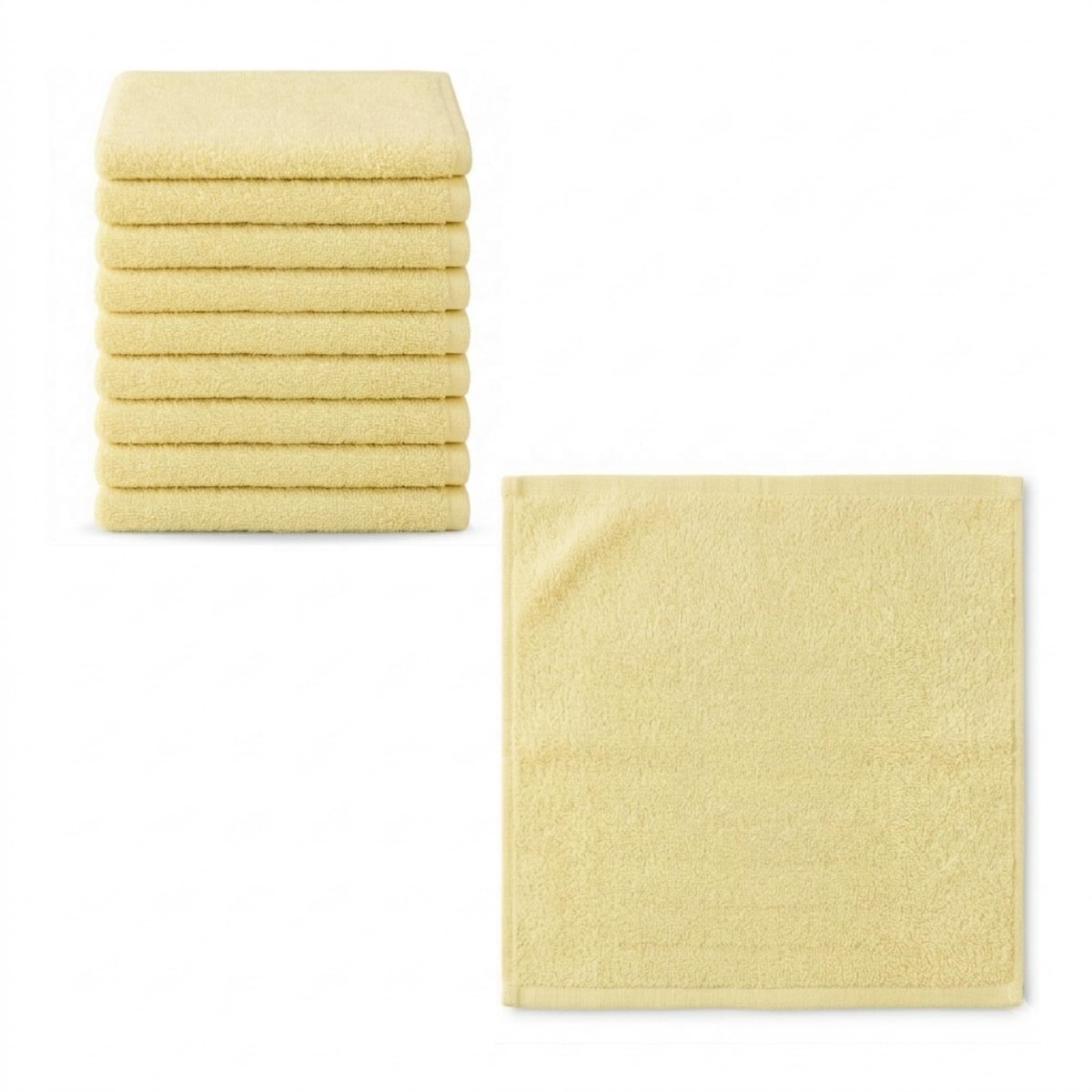 Omgoods - Set van 10 Zachte Gele Mini Badhanddoeken 30 x 30 cm