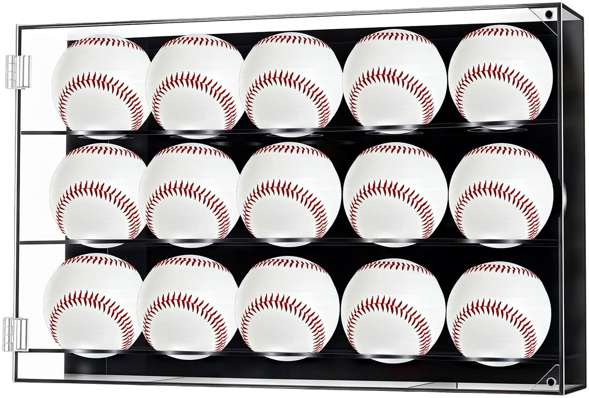 Omgoods - 3 Verdiepingen Honkbalvitrine - Transparante Wandmontage voor Sportballen