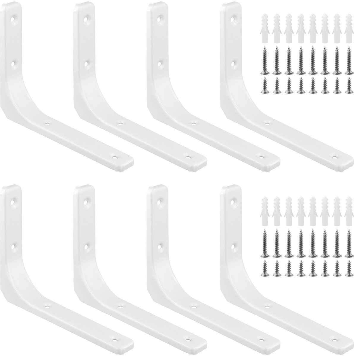 Omgoods - 8 stuks Plankhoek - Zware Wandhouder voor Hoekplanken in Wit Metaal
